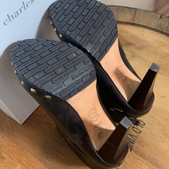Charles David NIB Biff Brown Leather High Heel Stud Buckle Platform Boots 6.5 B - Picture 17 of 17
